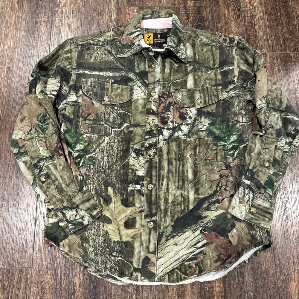 Browning MOSSY OAK BREAK UP Women's Button Down Thick Shirt Size Small Comfy